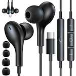 USB C In-Ear Headphones with Microphone, Black (White £9.59) With Voucher Sold By Coolden FBA