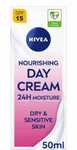 NIVEA Refreshing 24H Day Cream for Normal Skin/ Dry & Sensitive Skin SPF15 50ml £2.07 @ Superdrug Free order and collect