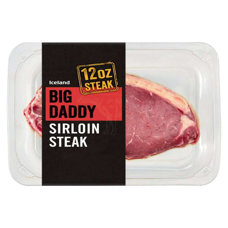 2 x 12oz Big Daddy Sirloin Steaks for £9 - £13.22/kg @ Iceland