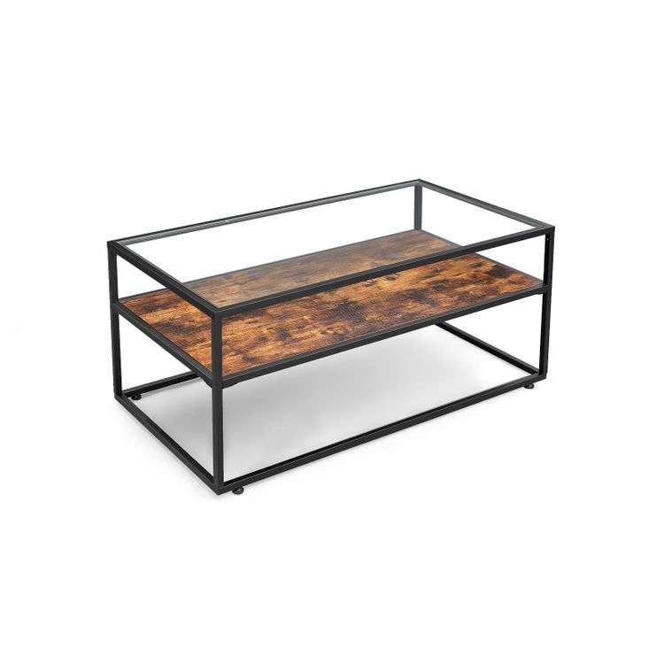 VASAGLE Coffee Table, Cocktail Table with Tempered Glass Top, Stable Steel Frame - £45.99 With Code @ Songmics