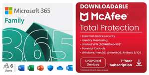 Microsoft 365 Family 6 People and McAfee unlimited devices (Digital)