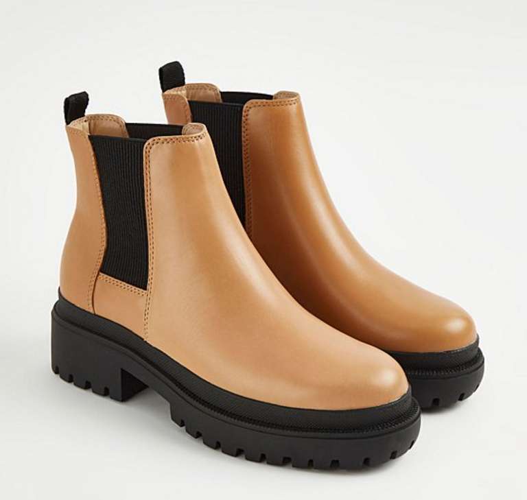 Women’s Camel Leather Chunky Chelsea Boots (£9 with George Rewards Points) + Free C&C