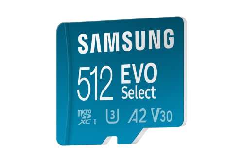 Samsung EVO Select 512GB microSDXC UHS-I U3 130MB/s Full HD & 4K UHD Memory Card inc. SD-Adapter (MB-ME512KA/EU), Blue £32.99 @ Amazon