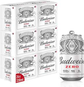 Budweiser Zero 0% Alcohol Free Lager Beer Can, 24 x 330 ml - £12.99 Prime Exclusive @ Amazon