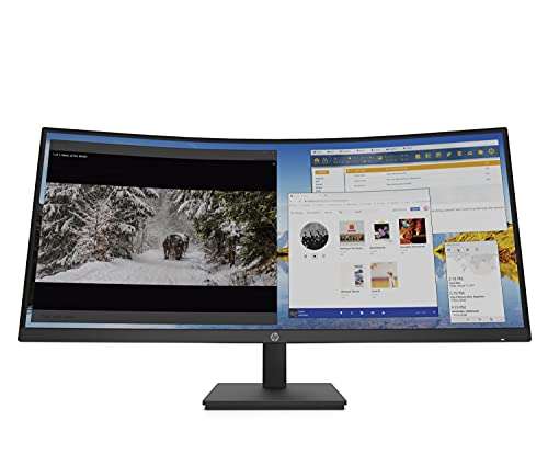 HP M34d WQHD Curved Monitor, Built-in USB Docking station, WQHD (3440x1440) 34 Inch,(1 USB-C DP 1.2 with power delivery up to 65W