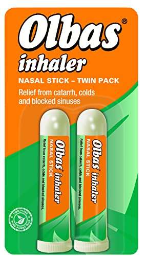 Olbas Nasal Inhaler pack of 2 - Nasal stick - relief from catarrh, colds and blocked sinuses (£2.38/£2.66 subscribe and save)