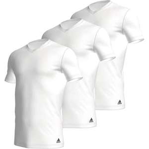 Men's Adidas 3 Pack Active Core 100% Organic Cotton V Neck T Shirts in Black or White with code