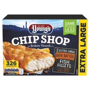 Young's Chip Shop 2 Extra Large Beer Batter Fish Fillet 300g