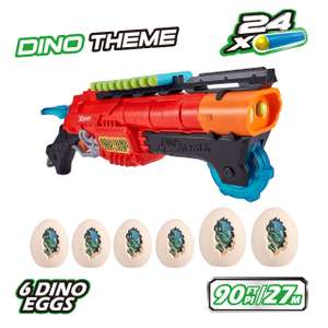 ZURU X-SHOT 4867 Dino Attack Claw Hunter Foam Blaster, 24 Darts, 6 Half Egg Targets
