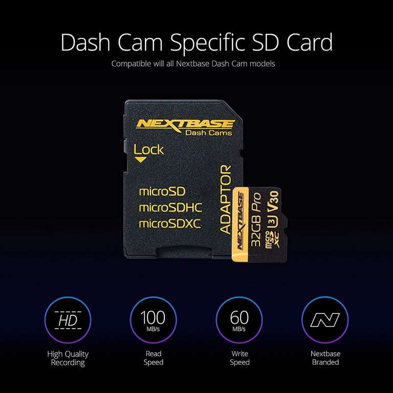Nextbase 222 Dash Cam, Nextbase 32GB Micro SD Card & Case Bundle- Full 1080p/30fps HD Recording In Car Camera - sold iZilla / FBA