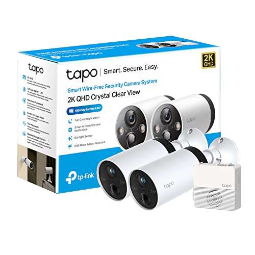 TP-Link Tapo 2K QHD Wireless Outdoor Security Camera, 2-Cam with Hub included - £129.99 @ Amazon