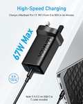 Anker 67W USB C Plug, PIQ 3.0 Compact & Foldable 3-Port Fast Charger + 5 ft USB-C to C Cable Included (FBA AnkerDirect w/voucher)