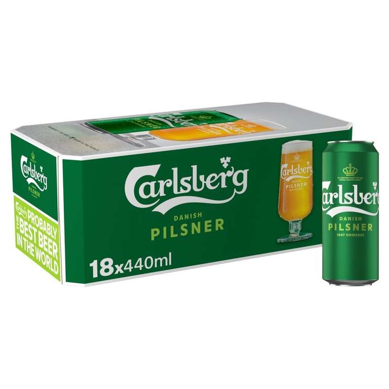 Carlsberg Danish Pilsner Lager Beer Can 18x440ml (Club Card Price)