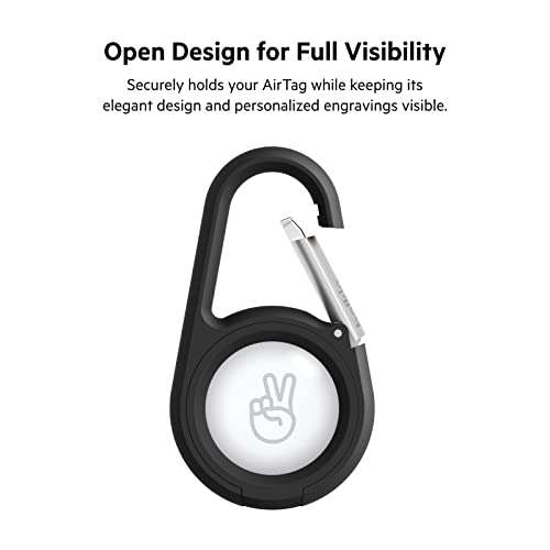 Belkin AirTag Case with Carabiner, Secure Holder Protective Cover for Air Tag with Scratch Resistance Accessory - (Black)