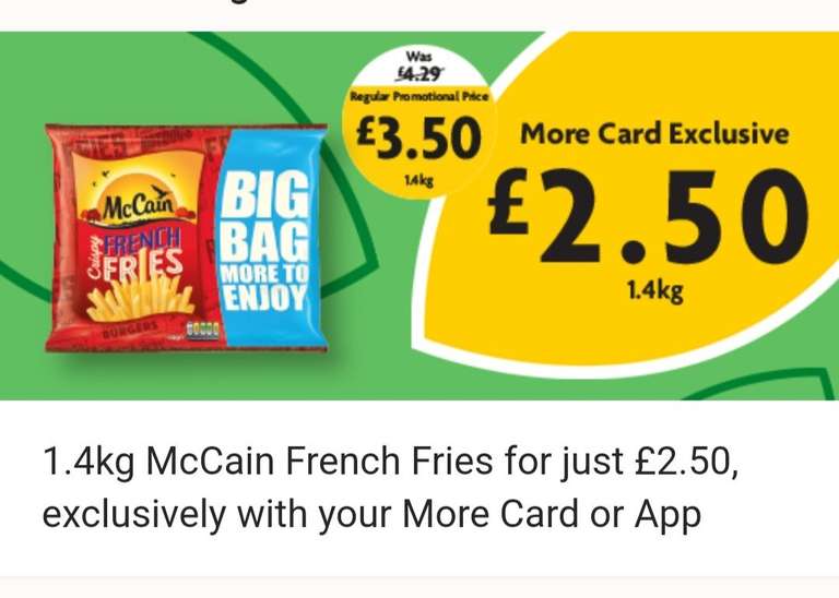 McCain Crispy French Fries 1.4kg £2.50 with Morrisons More Card