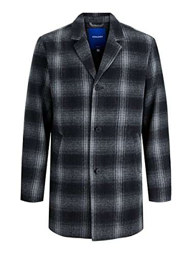 Jack & Jones Men's Jortoby Check Coat Blk - M, L, XL - £20 @ Amazon