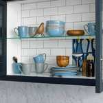Denby - Elements Blue & Light grey Dinner Set For 4 - 12 Piece Ceramic Tableware Set - Dishwasher Microwave Safe Crockery Set