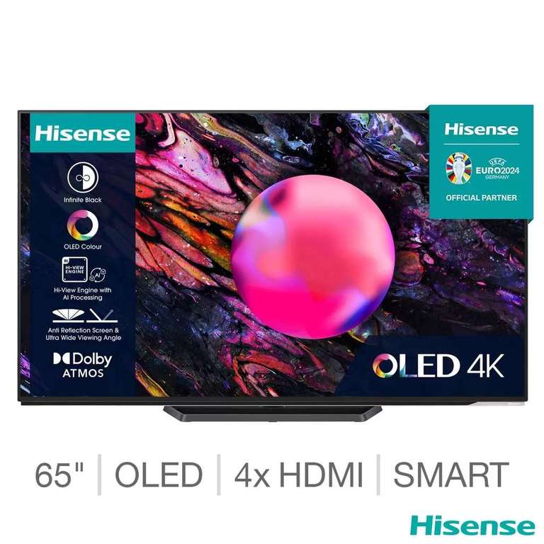 Hisense 65A85KTUK 65 Inch OLED 4K UHD Smart TV - 5 Year Warranty