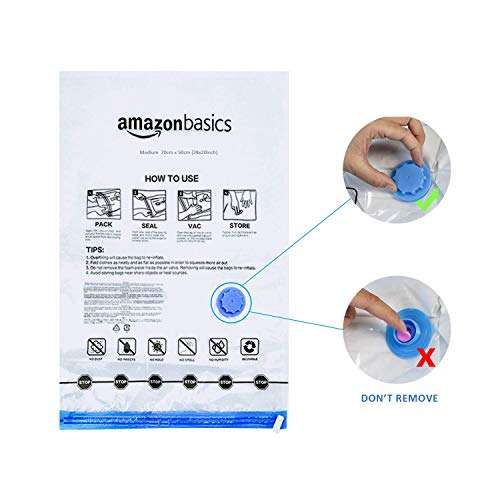 Amazon Basics Vacuum Compression Storage Bags with Airtight Valve and Hand Pump - Large, 5-Pack £8.43 @ Amazon