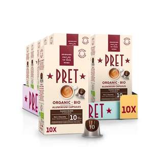 Pret Organic Classic Blend Intensity 10 Nespresso Compatible Coffee Pods (10 Packs of 10, Total 100 Coffee Capsules) - £16.50 @ Amazon