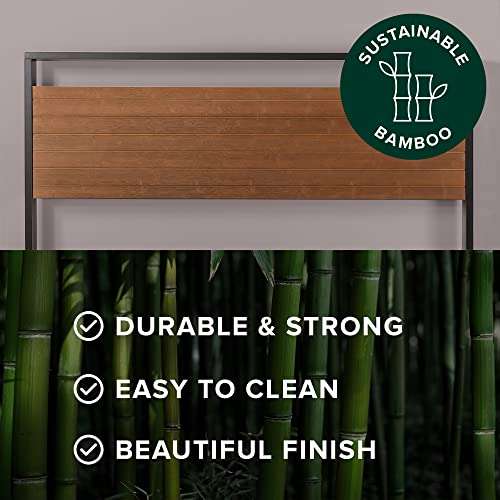 Zinus Suzanne King size Bed frame - Bed 150x200 cm - 18 cm Height - Bamboo and Metal Platform Bed fram with wood slat support