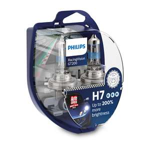 Philips 12V H7 Racing Vision GT200 +200% Brighter Upgrade - Twin Pack W/Code - Free C&C