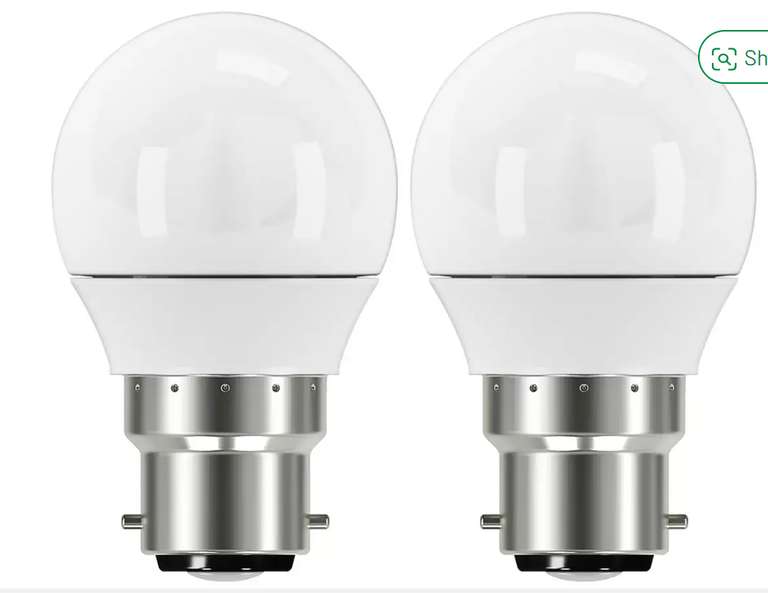Argos Home 5W LED Mini Globe BC Light Bulb - 2 Pack 40p click and collect @ Argos (Selected locations)