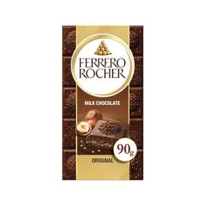 Ferrero Rocher Original Milk Chocolate Bar and Hazelnut, 90g (£1.46 each / Min order of 2)
