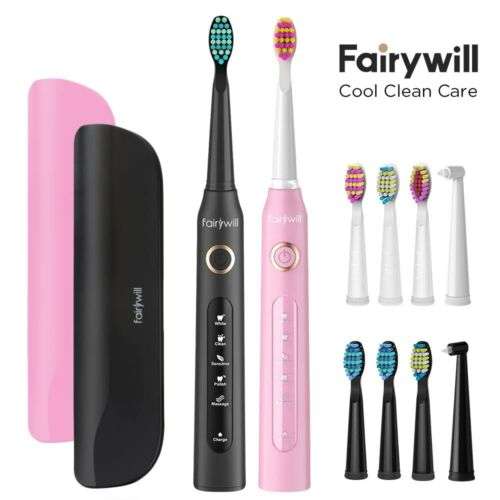 Fairywill 507 Set of 2 Sonic Electric Toothbrushes £19.69 @ fairywill-official / eBay