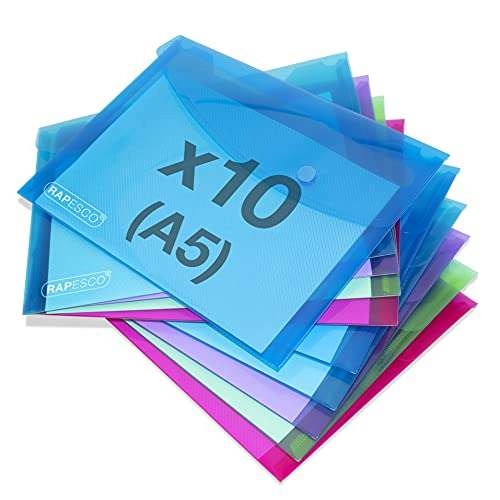 az-news-ai.blogspot.com - 106° - Rapesco 1679 Bright Popper Wallet, A5, Transparent Assorted Colours, Pack of 10 £3.89 @ Amazon