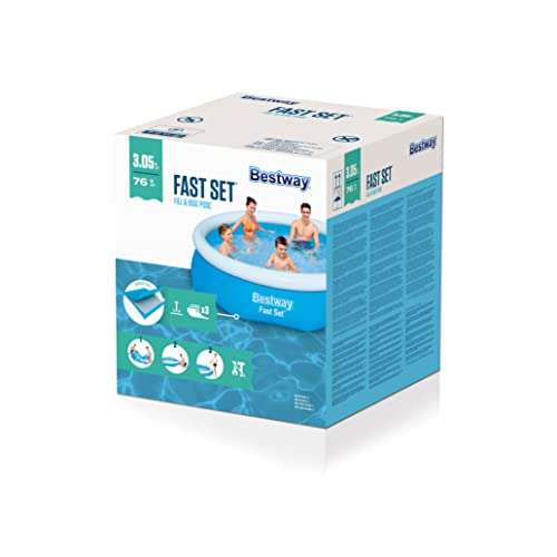 Bestway 57266-19 Round Kids Inflatable Paddling Pool, Fast Set, 10 ft