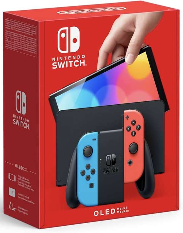 Nintendo Switch OLED Console - White, Neon Red / Neon Blue - Via Link In Description & Code - Sold by Shopto
