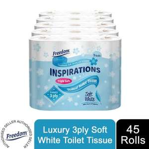 Freedom Inspirations Quilted Soft White 3 Ply Toilet Paper Rol, 45 Rolls - £12.39 with code @ eBay/avg_essentials