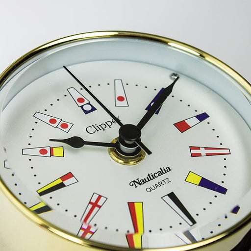 Clipper Code Flag Clock, Brass