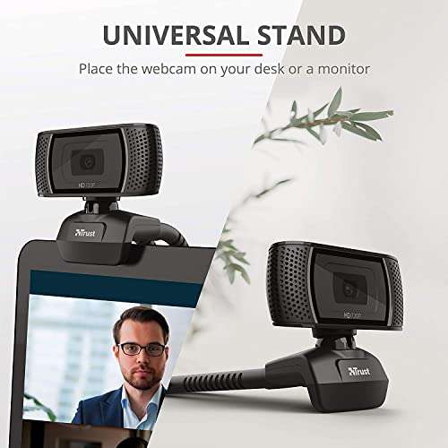 Trust Trino HD Webcam with Microphone, 1280x720, 30 FPS, Universal Stand, USB, Web Camera £6.99 @ Amazon