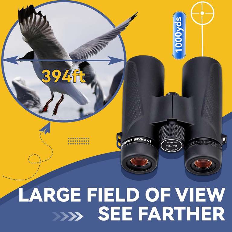 Svbony SV202 Binoculars (10x42 / BAK4/ ED / FMC Lens / Waterproof ) with voucher + 10% off code (selected accounts) @ RetevisDirect / FBA