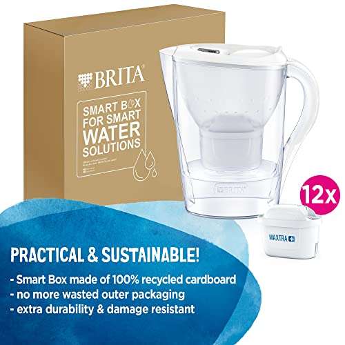 BRITA Marella fridge water filter jug for reduction of chlorine, limescale & impurities, Includes 12 x MAXTRA+ cartridges £42.74 @ Amazon