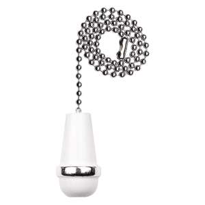‎Westinghouse Lighting 77292 Chrome Finish, White Wooden Cone Pull Chain for fans 30.5cm