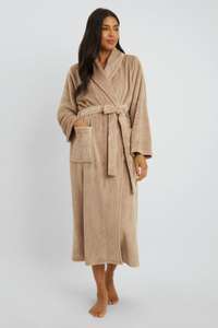 Debenhams sleek long dressing gown in taupe - With Code