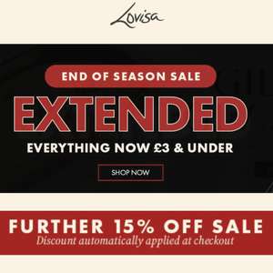 End Of Season Sale - Everything £3 And Under + Extra 15% Off At Checkout + Free Shipping Over £25 (Otherwise £4.95) - @ Lovisa