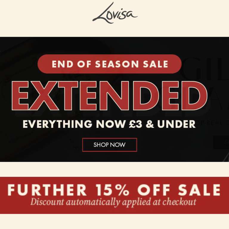 End Of Season Sale - Everything £3 And Under + Extra 15% Off At Checkout + Free Shipping Over £25 (Otherwise £4.95) - @ Lovisa