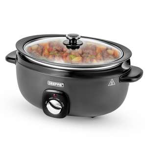 Geepas 6.5L Black Matt Premium Electric Multi Slow Cooker - 2 Year Warranty - Delivered With Code
