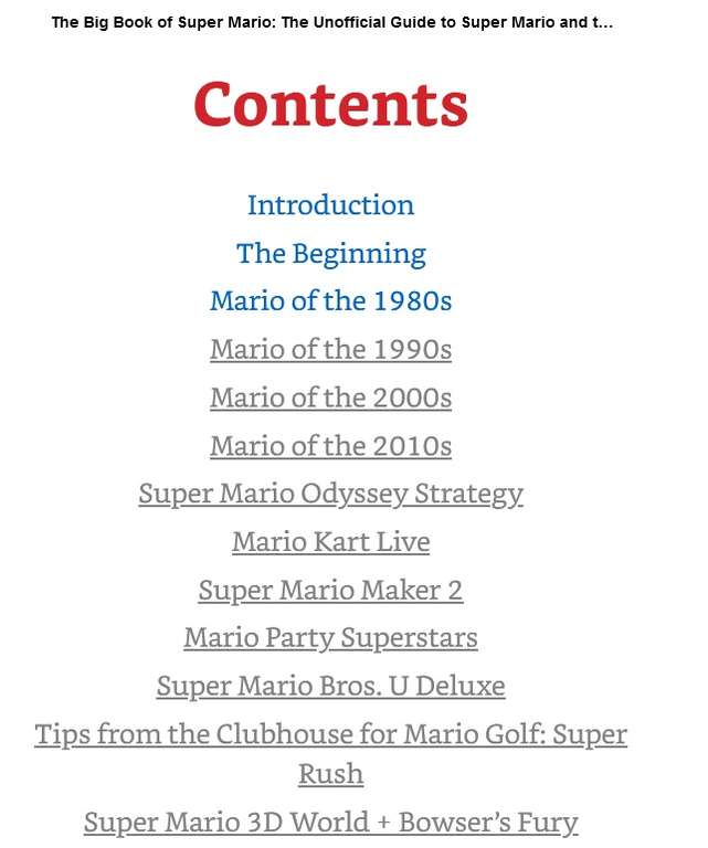 The Big Book of Super Mario: The Unofficial Guide to Super Mario and the Mushroom Kingdom Kindle Edition - 79p @ Amazon