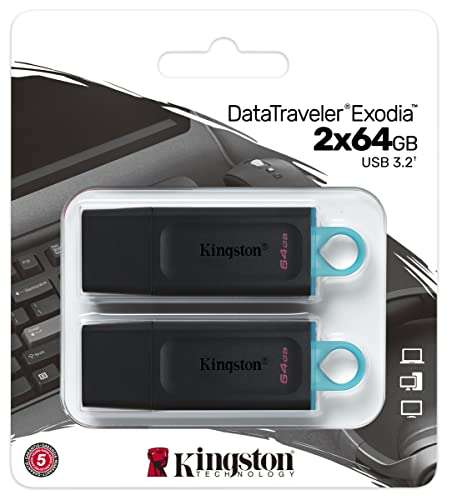 Kingston DataTraveler Exodia DTX/64GB-2P Flash Drive USB 3.2 Gen 1 £4.19 @ Amazon