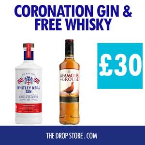 Whitley Neill Coronation Gin 70cl & Famous Grouse Whisky Bundle - £30 + £6.99 Delivery @ The Drop Store