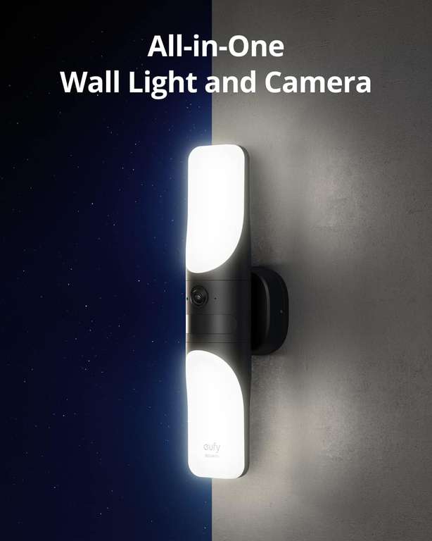 2X eufy Security Wired Wall Light Cam S100 Security Camera Outdoor, 2K/1200 Lumen Light, Motion Activated Sold by AnkerDirect UK FBA
