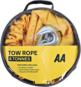 AA 4T Heavy Duty Tow Rope AA6226 – Yellow Strap-Style Towing Belt For Car Breakdowns - £9.99 @ Amazon 