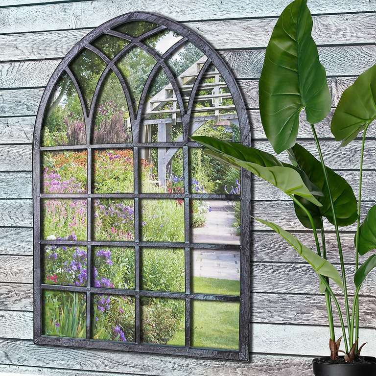 Metal Framed Gothic Outdoor Garden Mirror - Free C&C Only