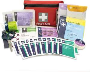 Lewis-Plast Premium 92 Piece First Aid Kit - Safety Essentials for Travel, Car, Home, Camping, Work, Hiking & Holiday Red , Small