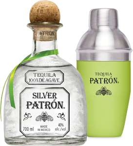 PATRÓN Silver Premium Tequila 70cl and Cocktail Shaker set in Gift Box £41.19 at Amazon